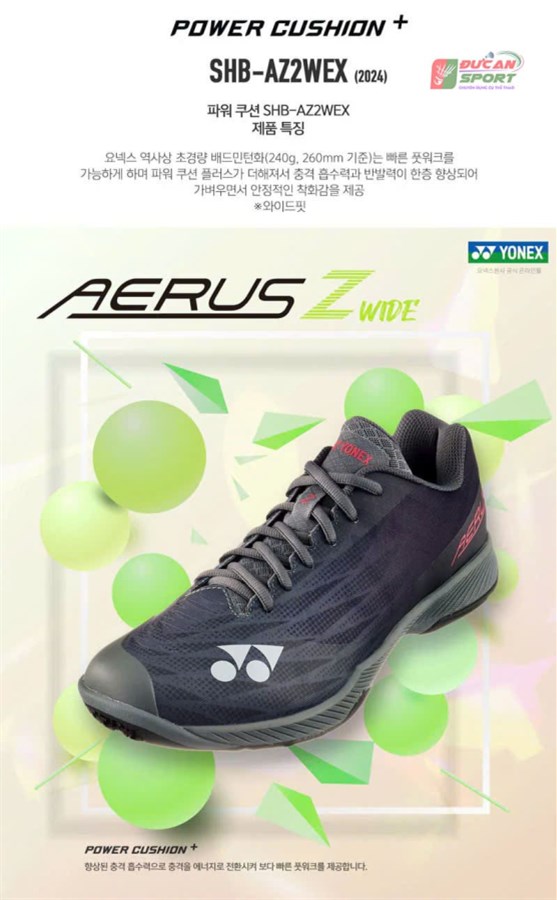 Giày Cầu Lông Yonex Aerus Z2 Wide 2024 Dark Gray Chính Hãng