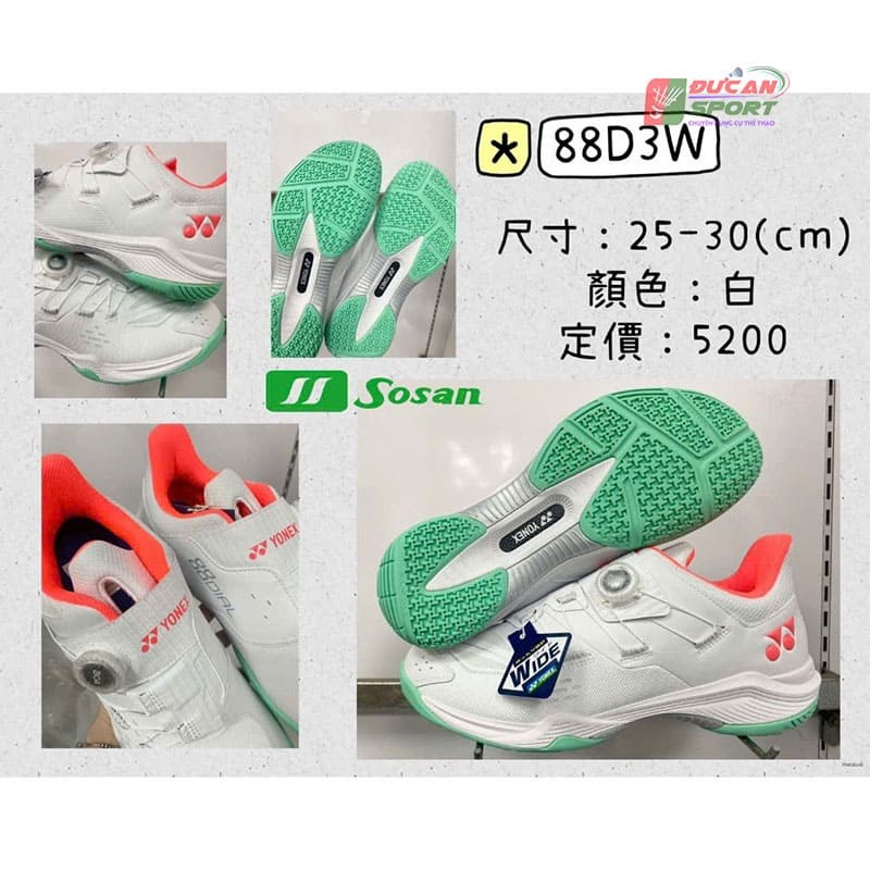 Giày Cầu Lông Yonex 88 Dial 3 Wide 2024 White Chính Hãng