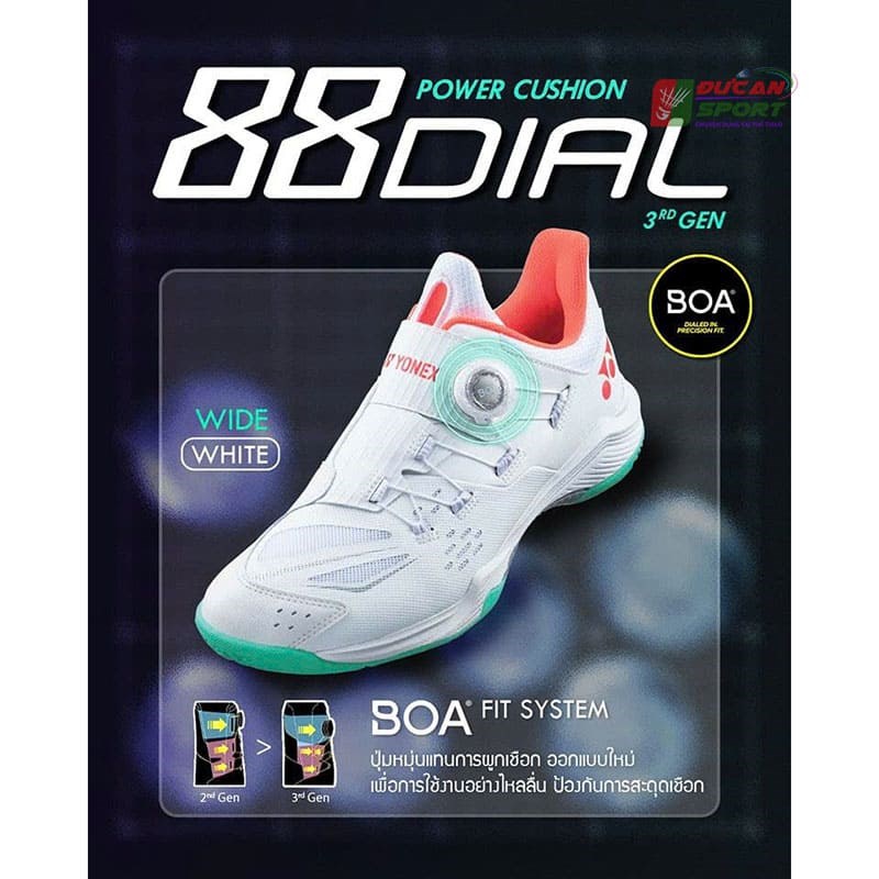 Giày Cầu Lông Yonex 88 Dial 3 Wide 2024 White Chính Hãng