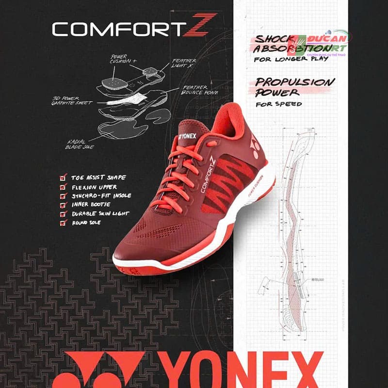 Giày Cầu Lông Yonex Comfort Z3 Men Dark Red Chính Hãng 
