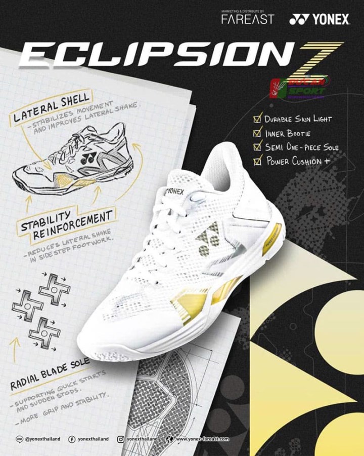 Giày Cầu Lông Yonex Eclipsion Z3 Men White/Gold Chất Lượng, Giá Tốt