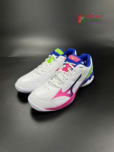 Giày Cầu Lông Mizuno Wave Claw 4 Trắng Hồng Xanh | 01
