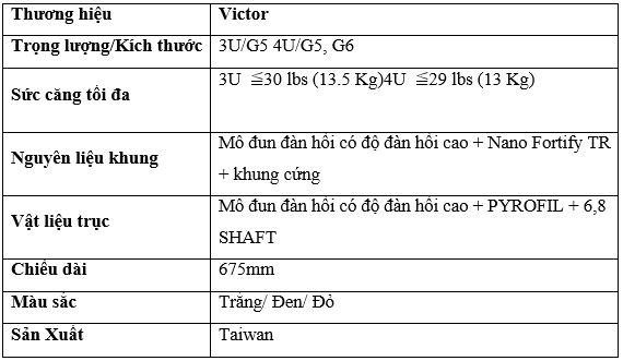 Thông số kỹ thuật vợt cầu lông Victor Auraspeed 90k