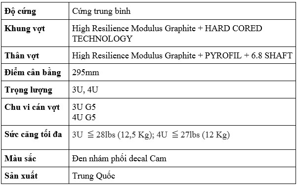 Thông số kỹ thuật vợt cầu lông Victor Drivex 7777K