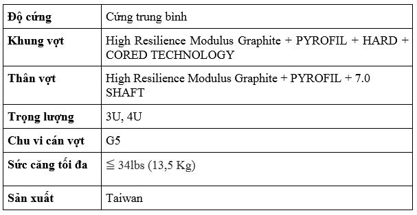 Thông số kỹ thuật vợt cầu lông Victor Drivex 9999x